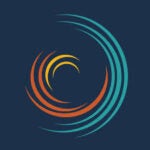 Image of a swirl - the center is yellow, the next third is red-orange, and the final third on the outside is light blue.